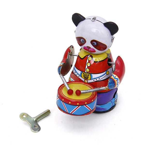 Vintage Collectible Toys - Giocattolo a carica manuale Panda Batterista,