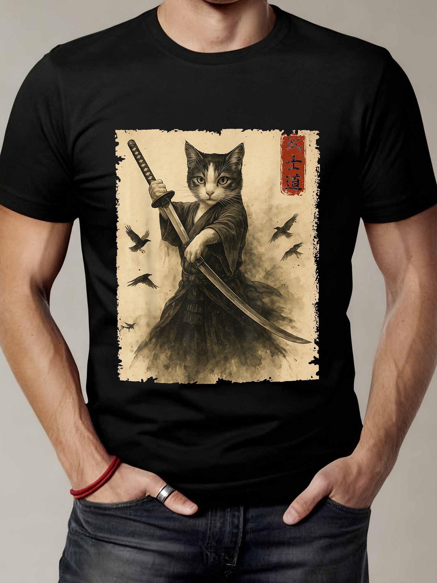 Collectible Vintage T Shirts - T-shirt vintage con gatto samurai e